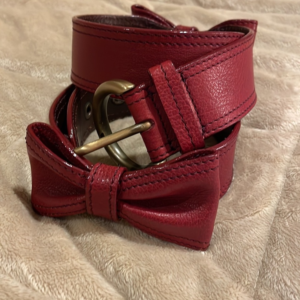 MOSCHINO Red leather Bow Belt